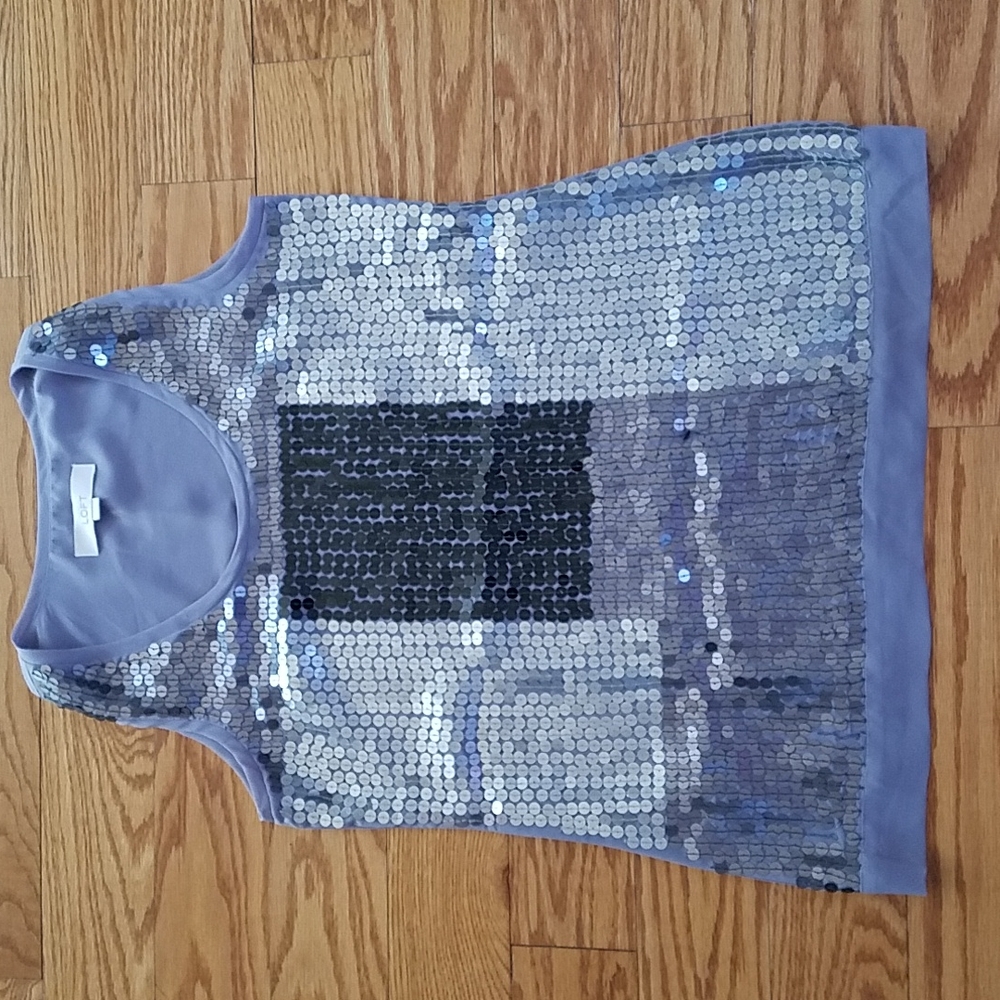 Loft Grey, silver, charcoal sequin shell tank